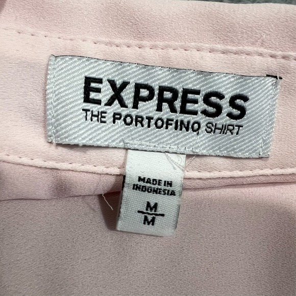 Express The Portofino Shirt Pink Button Up‎ Tank Pockets Lightweight Sheer M - Picture 6 of 10